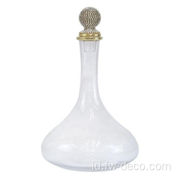 Wine Glass Decanter dengan Gold Ball Stopper